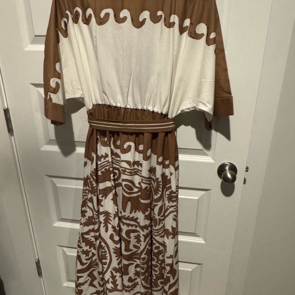 Kaktus Brown and White Midi Dress - Picture 2 of 5